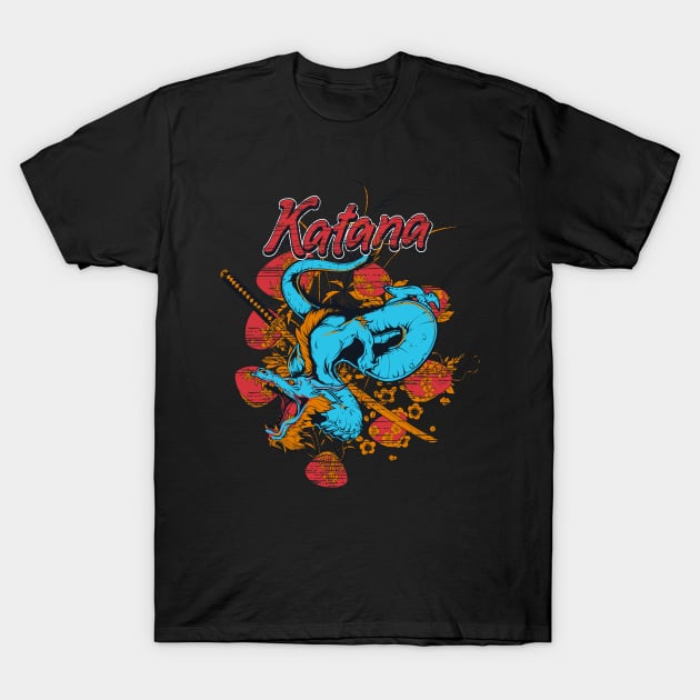 flying dragon with katana flourish T-Shirt by TADYSHOP